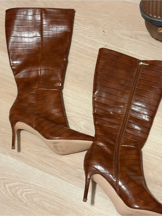 JustFab Shoes - JustFab Khloy Tall Stiletto Boot - Leather Brown